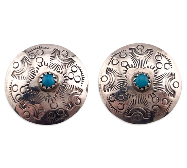 sterling silver turquoise stamped post earrings