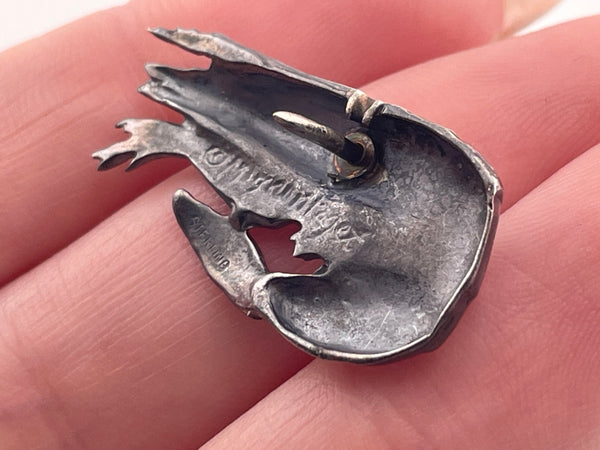 sterling silver designer Mignon Faget crawfish lapel pin