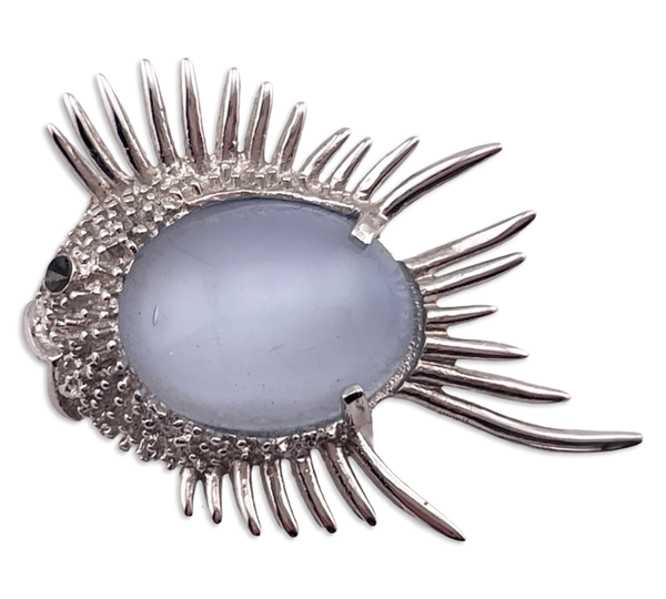 sterling silver glass fish brooch pin ***AS IS***