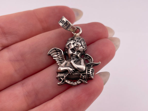 sterling silver Mexican cherub Cupid pendant
