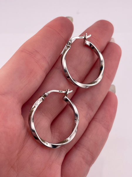 sterling silver 1" twisted hoop earrings