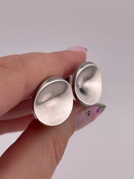 sterling silver Georg Jensen 136 stoneless concave screw-back earrings