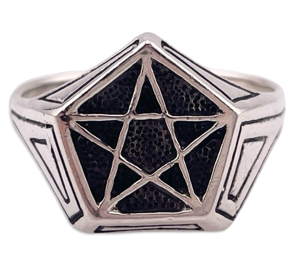 size 13 sterling silver pentagram star ring