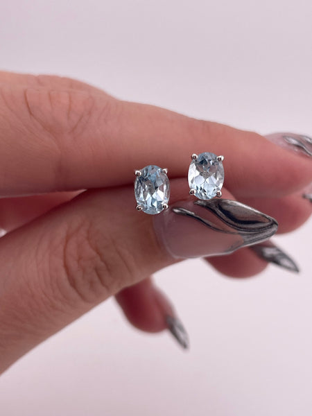 sterling silver faceted topaz post earrings