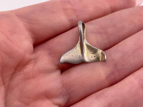 sterling silver whale tail synthetic opal pendant