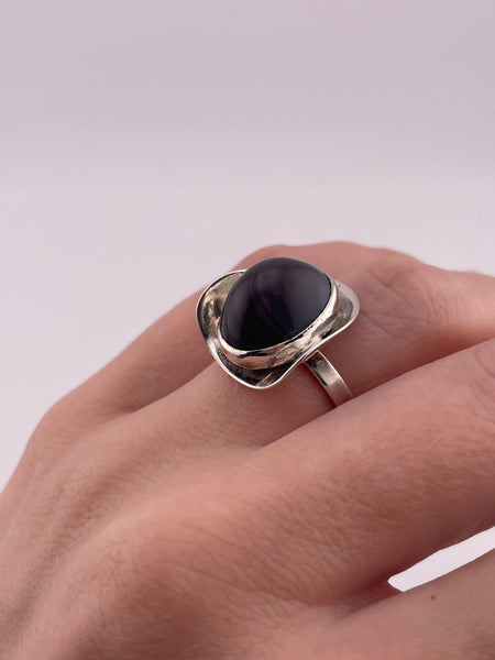 size 6.5 sterling silver modernist agate ring