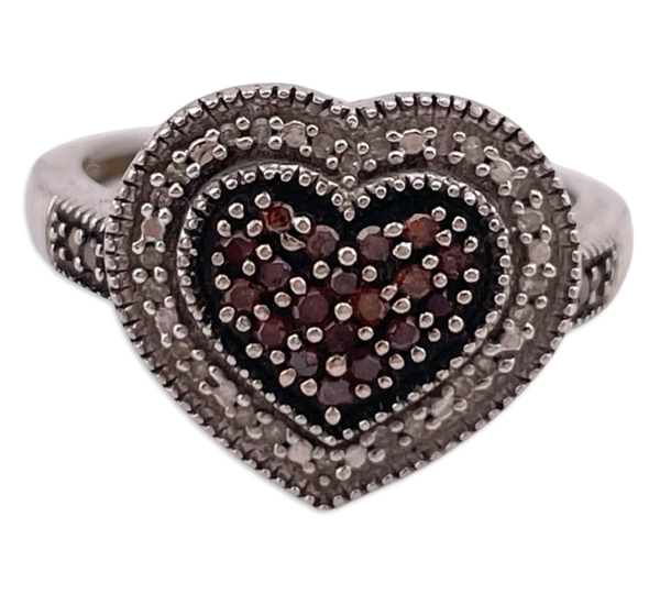 size 7 sterling silver heart diamond ring