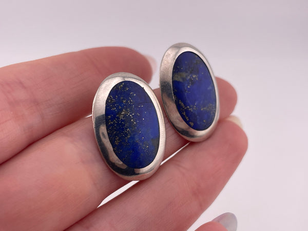 sterling silver lapis post earrings