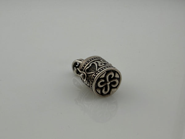 sterling silver heart canister compartment box pendant