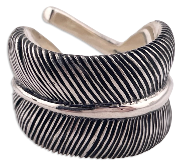 size 10.5 sterling silver heavy 20 grams stoneless feather ring