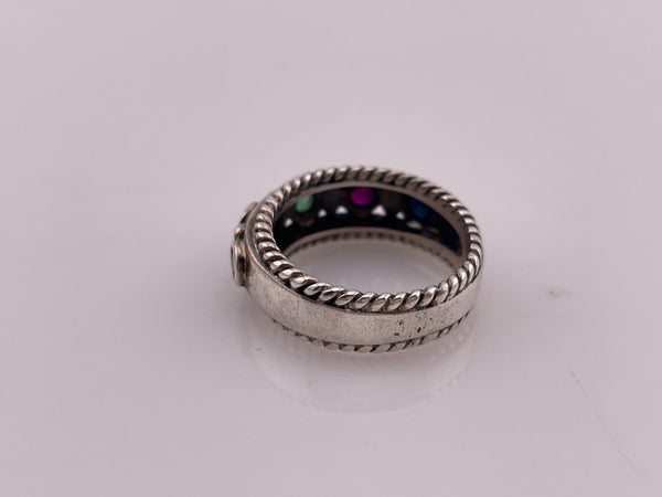 size 7 sterling silver lab sapphire ruby emerald ring