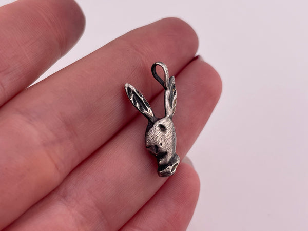 sterling silver rabbit head pendant