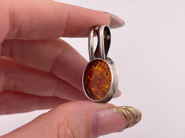 sterling silver amber pendant
