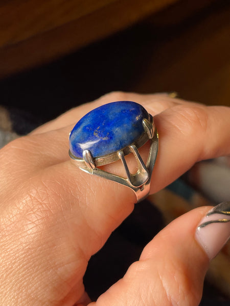 size 8 sterling silver lapis ring