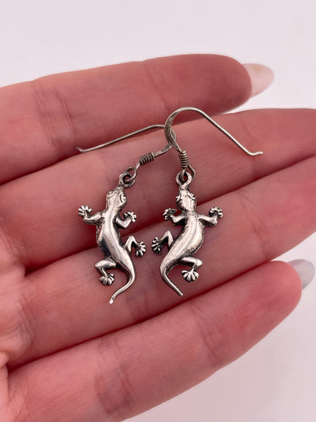 sterling silver lizard hook dangle earrings
