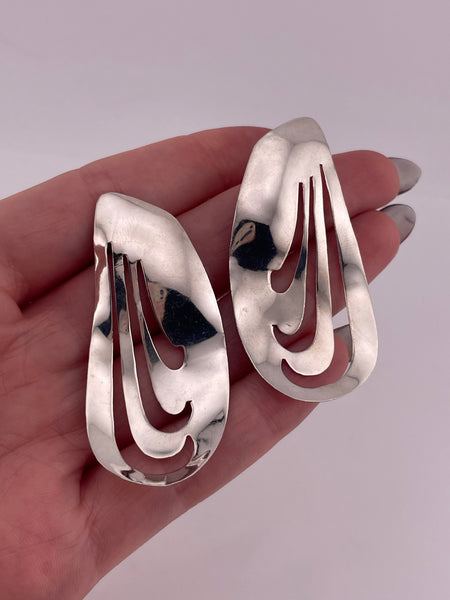 sterling silver large stoneless cut-out post earrings