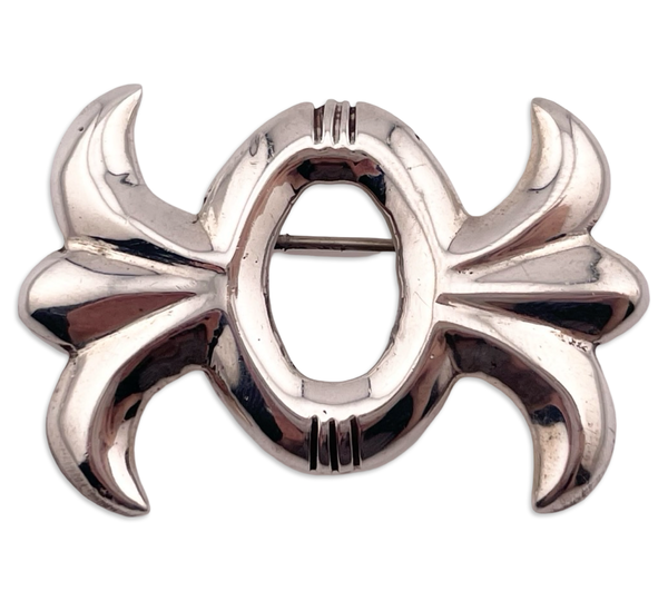 sterling silver open circle filigree brooch