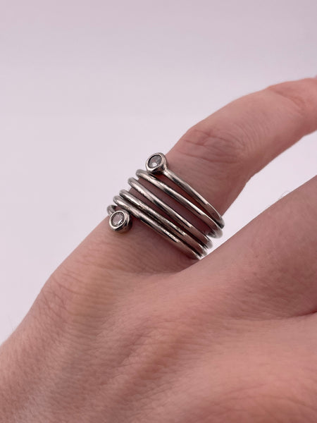 size 6.5 sterling silver rhinestone wrap around ring