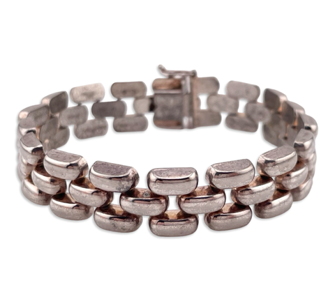 sterling silver 7" chunky panther link bracelet