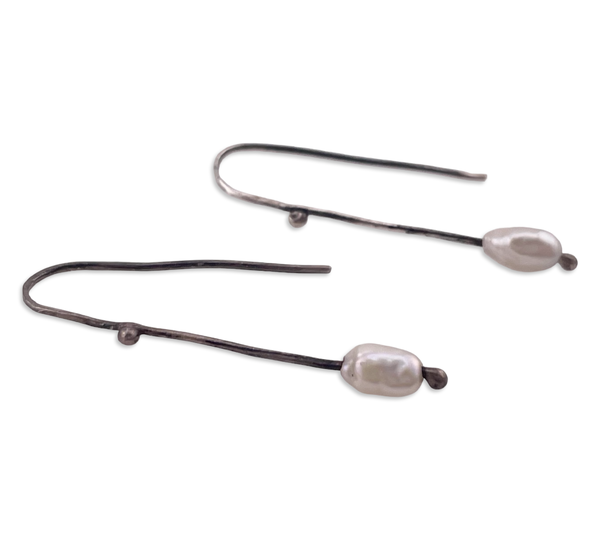 sterling silver threader pearl hook earrings