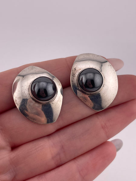 sterling silver hematite post earrings
