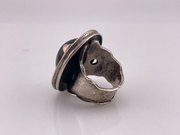 size 8.5 sterling silver chunky gray gemstone ring