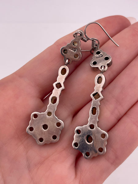 sterling silver faceted peridot dangle earrings