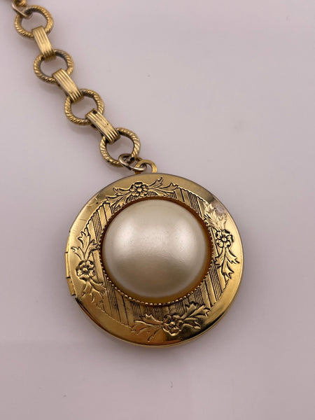 costume 1928 vintage faux pearl locket necklace