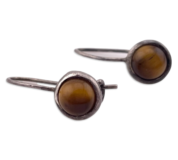 sterling silver tigers eye hook earrings