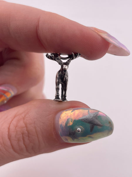 sterling silver small moose charm pendant