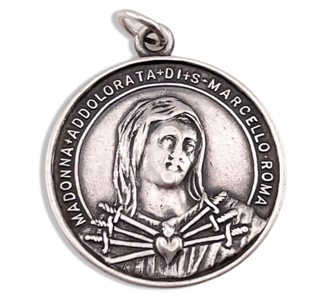 sterling silver religious Mary & Jesus reversible religious pendant