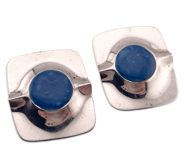 sterling silver large blue resin post earrings **non-sterling posts**