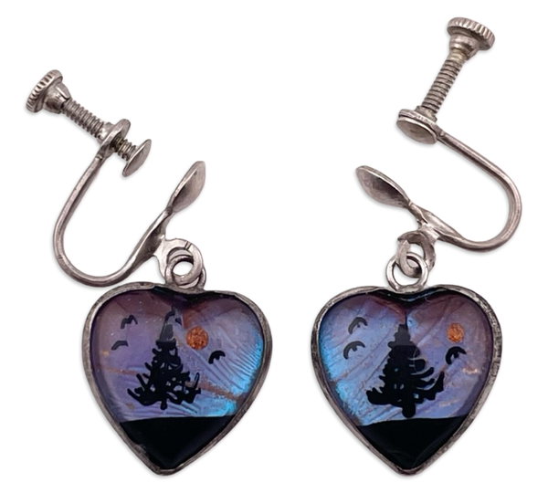 sterling silver component butterfly wing heart screw-back earrings ***hearts not silver***