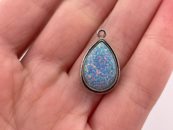 sterling silver synthetic opal pendant ***AS IS***