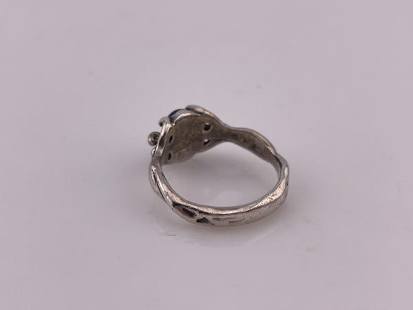size 7.5 sterling silver Goddess lapis ring