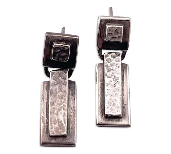 sterling silver textured hinge post earrings