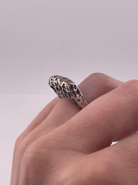 size 6.25 sterling silver chunky heavy stoneless textured high profile stacking ring