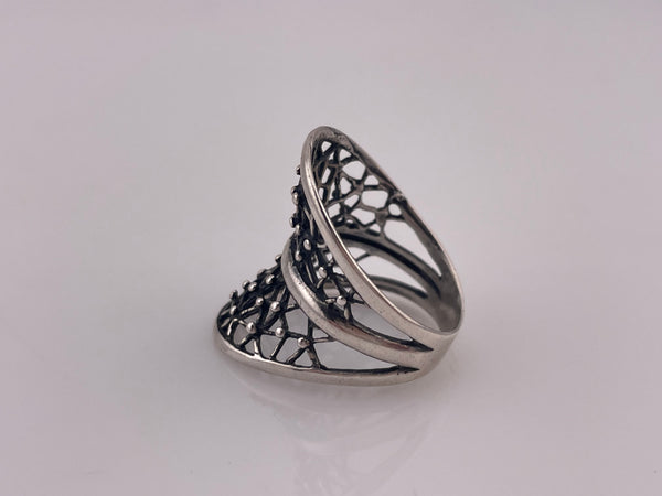 size 7 sterling silver modernist stones dot webbing ring