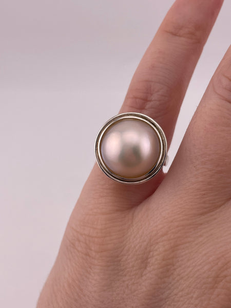 size 5.25 sterling silver faux pearl ring