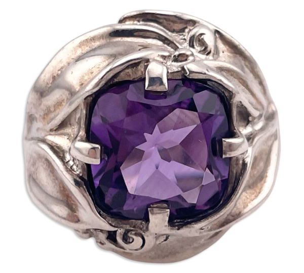 size 5.25 sterling silver faceted amethsyt ring
