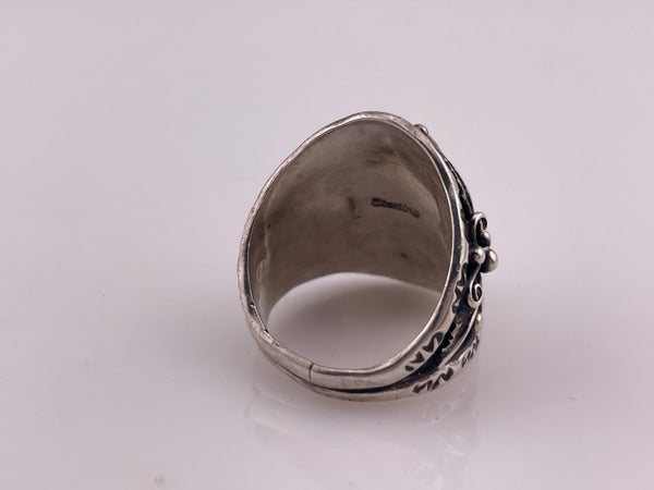 size 9.75 sterling silver turquoise & coral ring