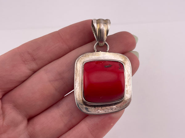 sterling silver coral pendant