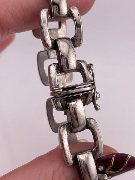 sterling silver 7-1/4" square link bracelet