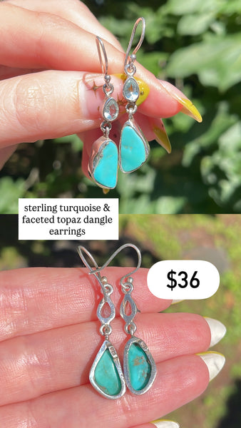 RESERVED PRIVATE LISTING -- sterling silver turquoise topaz earrings B9