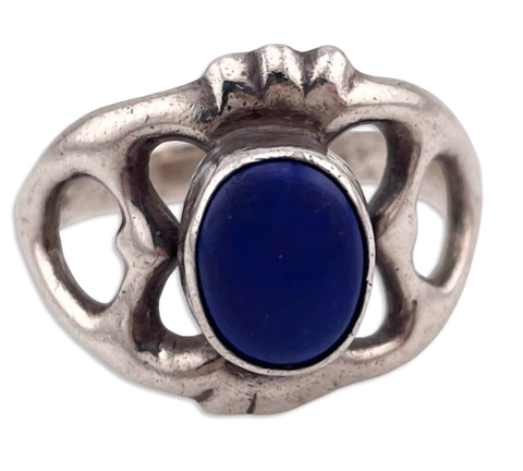 size 8.5 sterling silver sandcast lapis ring