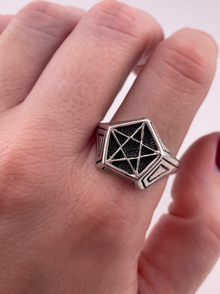 size 13 sterling silver pentagram star ring