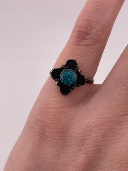 size 5.5 sterling silver crushed turquoise ring