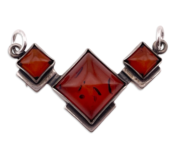 sterling silver faux amber pendant