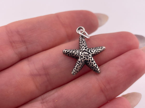 sterling silver textured starfish pendant