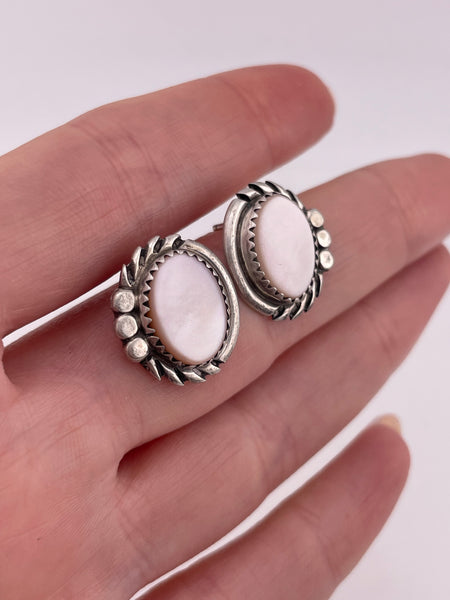 sterling silver mother of pearl post earrings